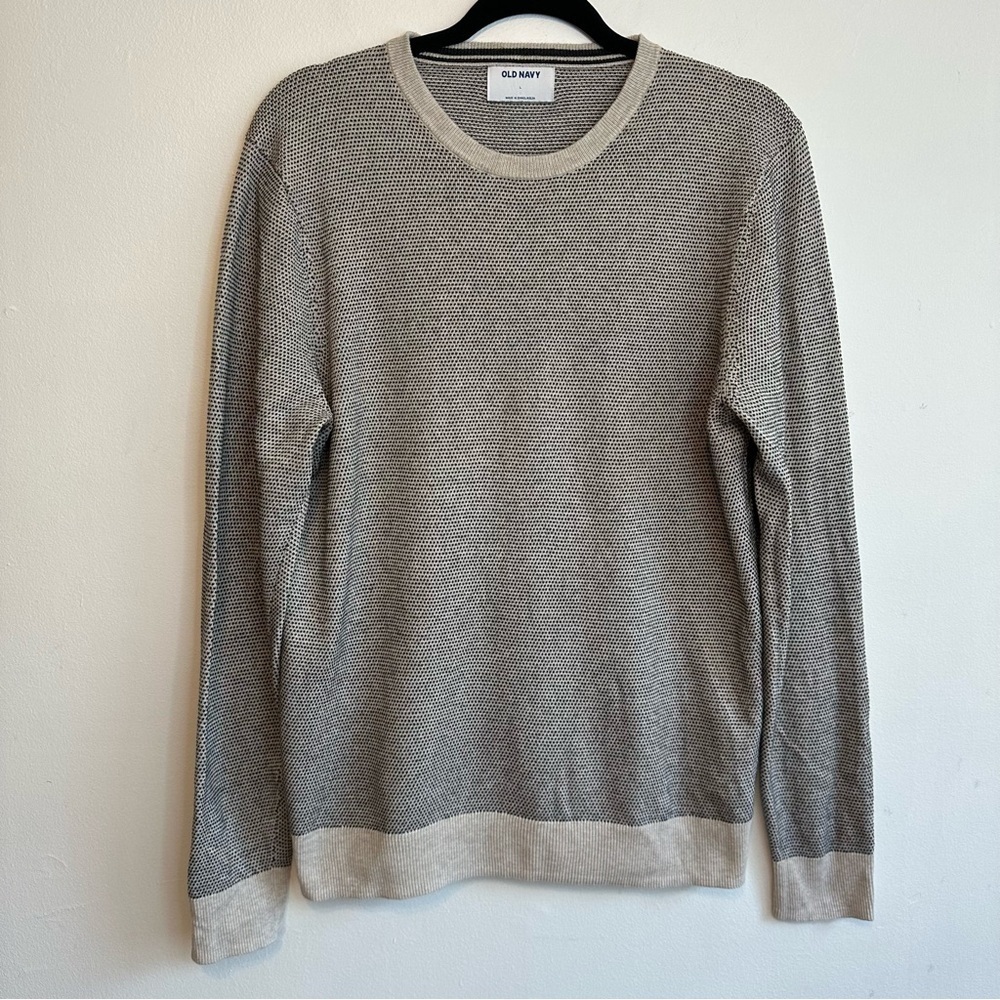 Old Navy Men’s L Large Vintage Long Sleeve Sweater Shirt Beige Cream
